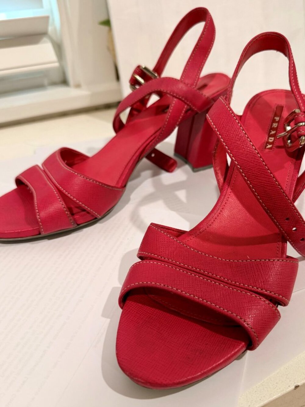 PRADA Saffiano Pink Sandals